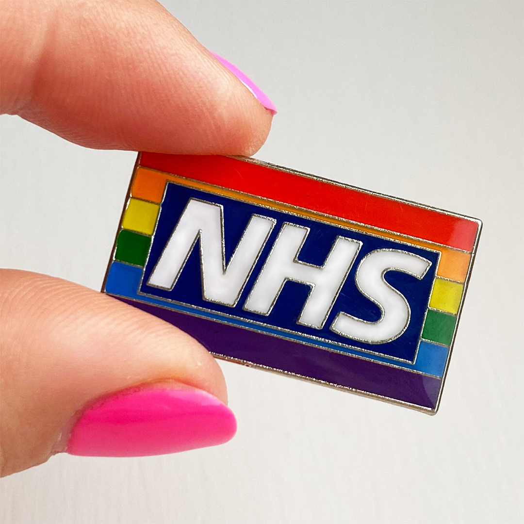 NHS rainbow pin badge