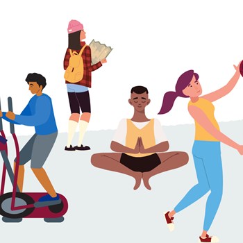 An illustration of people exercising