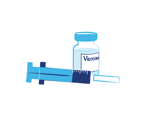 Graphic of a vaccine vial and syringe