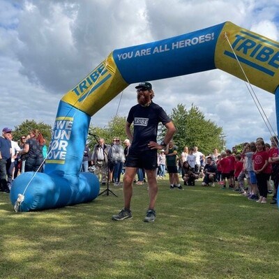 Tom Crossland at one of the race finish lines