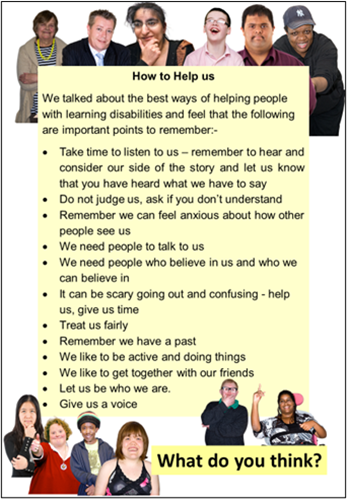 A list about how to help people with a learning disability