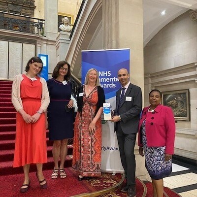 (From left to right) Dr Lorna Collins, Patient Representative, Dr Agnes Ayton, Oxford Health, Clare Moran, BHFT, Dr Ali Ibrahim, Oxford Health, Ellen Tutisani, Oxford Health.