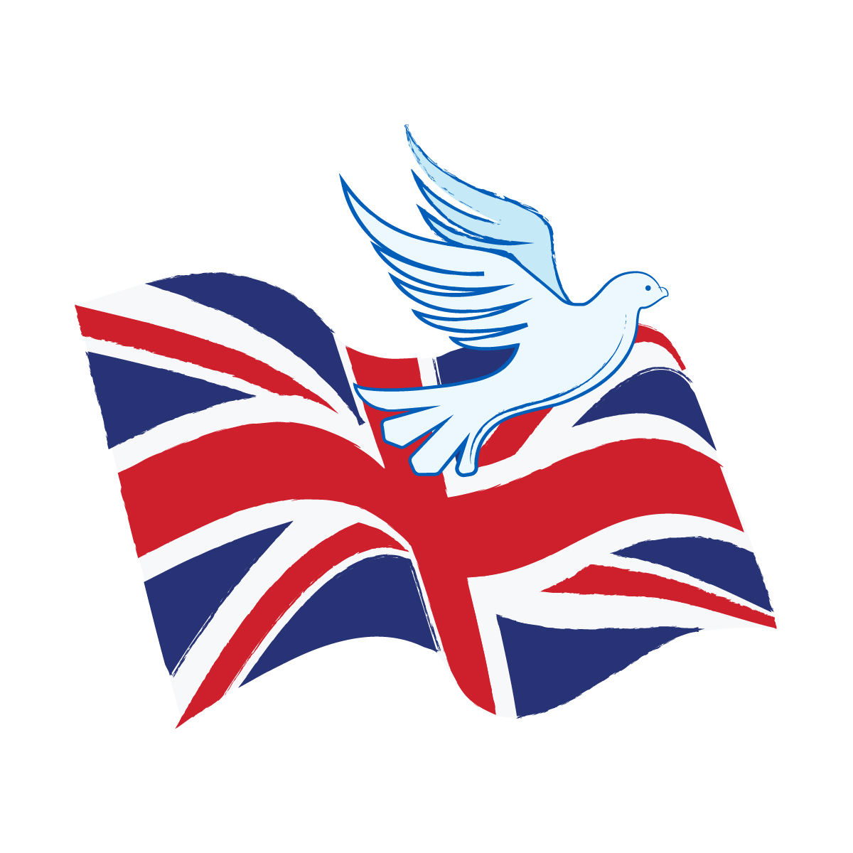 Dove over UK flag