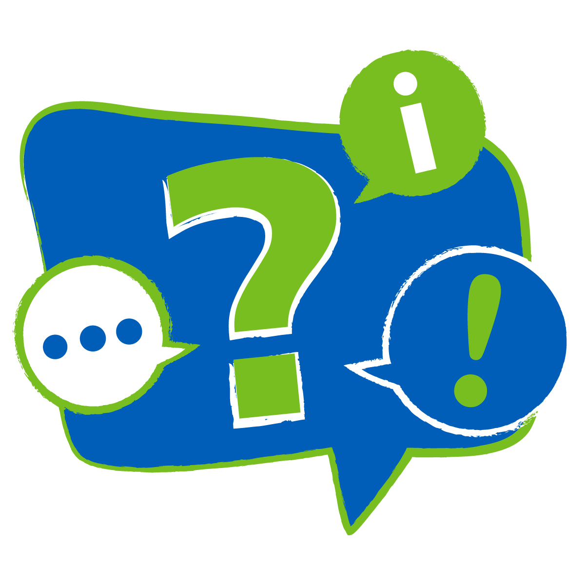 icon of speech bubbles containing question and exclamation marks