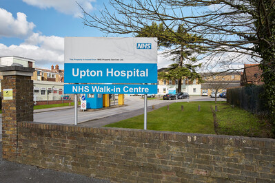 Image of the entrance sign at Upton Hospital