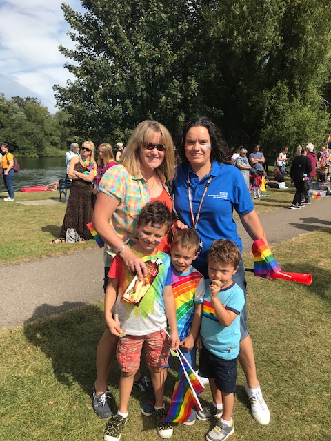 Fiona Ockwell at Reading Pride with her wife and children