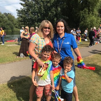 Fiona Ockwell at Reading Pride with her wife and children